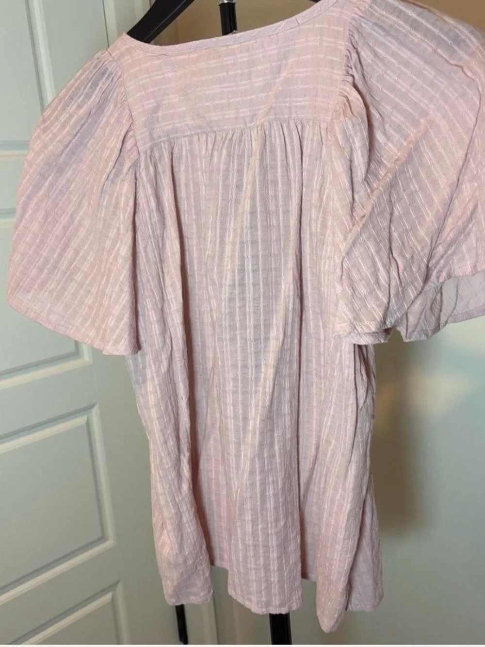 Madewell Blush Pink Textured Puff Sleeve Top